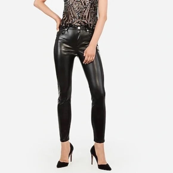 Express Pants - NWT Express Vegan Leather Pleather High Rise Ankle Legging Women's 4